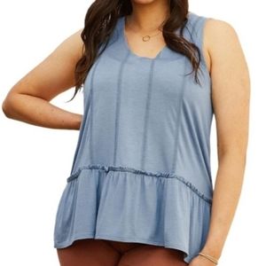 Matilda Jane Just Imagine Halle Ruffle Hem Peplum Tank Top Size L NWT